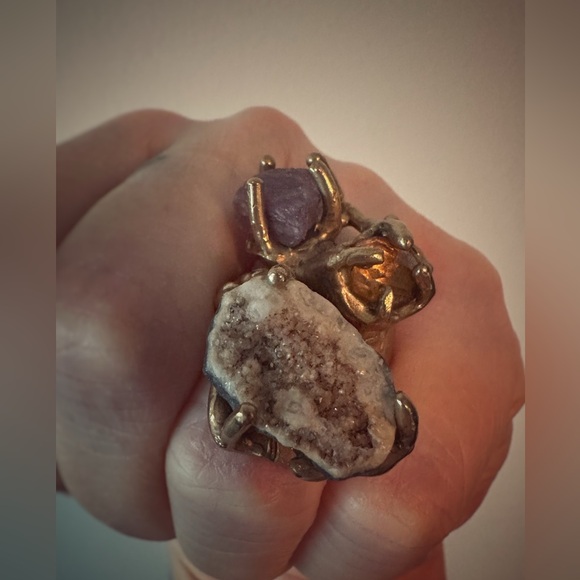 Brass Ring With Stones - Picture 5 of 6